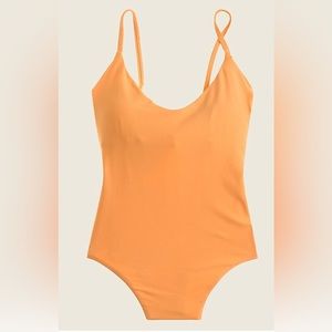 J.Crew Rounded V-neck One-piece Swimsuit (Warm Clementine) - Size 8